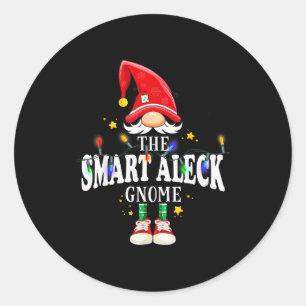 Christmas The Smart Aleck Gnome X-mas Matching Pjs Classic Round Sticker