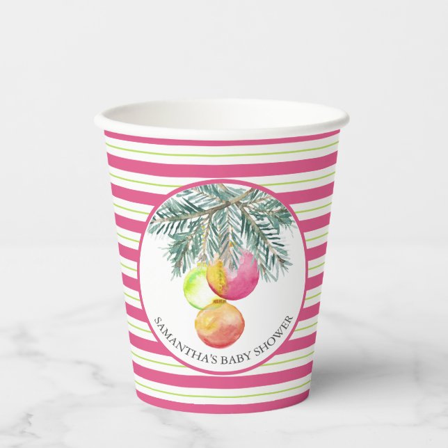 Christmas Theme Baby Shower Paper Cups (Front)