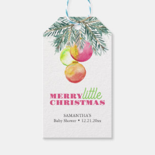 Christmas Theme Baby Shower Pink & Green Gift Tags
