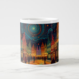 Christmas Theme Beautiful old Town in Belgium Large Coffee Mug