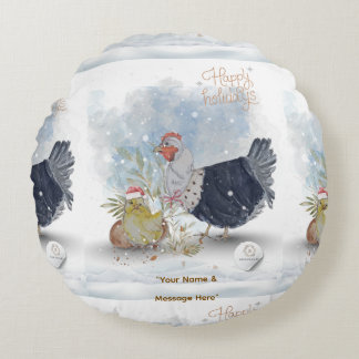 Christmas Theme Boganhues Print Round Cushion