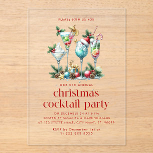 Christmas Theme Christmas Cocktail Party Thank You Acrylic Invitations
