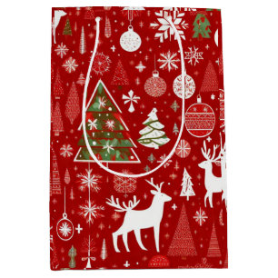 Christmas theme Christmas trees snowflake Gift Tag Medium Gift Bag