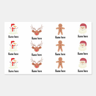 Christmas theme custom name family friends kids rectangular sticker