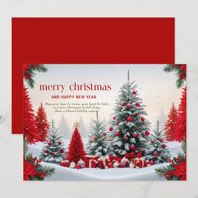 Christmas theme decorated landscape card (Front/Back)