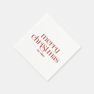 Christmas Theme Design Red Retro Typography Napkin
