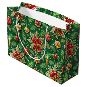 Christmas Theme Festive Colourful Pattern Large Gift Bag