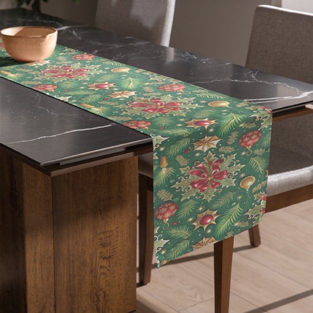 Christmas Theme Festive Colourful Pattern Short Table Runner (Creator Uploaded)