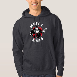 Christmas Theme Heavy Metal Santa Claus Guitarist Hoodie