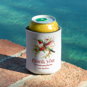 Christmas theme hummingbird can cooler