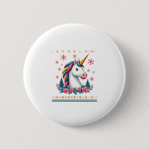 Christmas Theme Knitted Unicorn Unicorns T-Shirt ( 6 Cm Round Badge