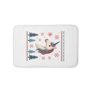 Christmas Theme Knitted Unicorn Unicorns T-Shirt ( Bath Mat
