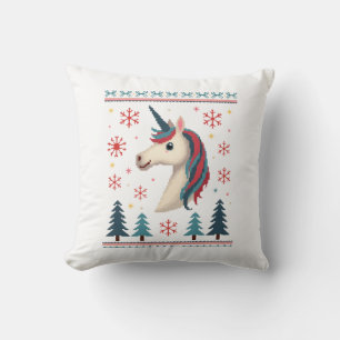 Christmas Theme Knitted Unicorn Unicorns T-Shirt ( Cushion