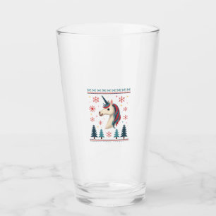 Christmas Theme Knitted Unicorn Unicorns T-Shirt ( Glass