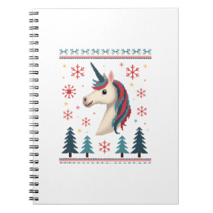 Christmas Theme Knitted Unicorn Unicorns T-Shirt ( Notebook