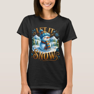 Christmas Theme Let It Snow Cute Snowman T Shirt 