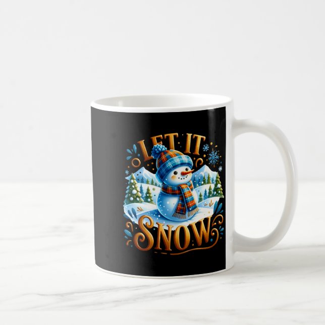 Christmas Theme Let It Snow Cute Snowman T Shirt  Coffee Mug (Right)