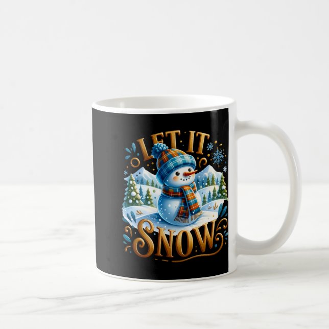 Christmas Theme Let It Snow Cute Snowman T Shirt  Coffee Mug (Right)