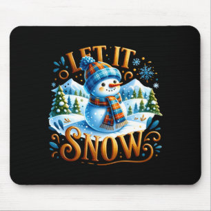 Christmas Theme Let It Snow Cute Snowman T Shirt Mouse Mat