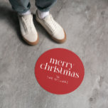 Christmas Theme Merry Christmas Retro Typography Classic Round Sticker<br><div class="desc">This festive Christmas-themed design features a beautiful Merry Christmas- white retro typography.
Personalizable family name.</div>