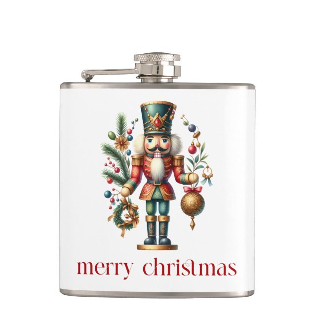 Christmas Theme Nutcracker Hip Flask (Front)