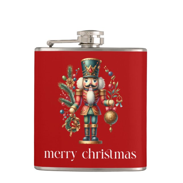 Christmas Theme Nutcracker Hip Flask (Front)