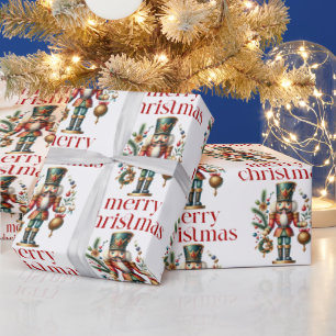 Christmas Theme Nutcracker Pattern Wrapping Paper