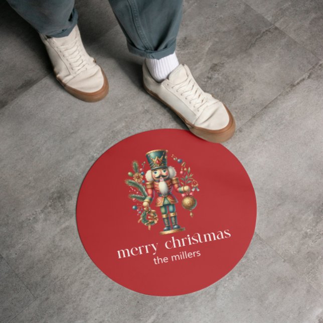 Christmas Theme Nutcracker Retro Typography Classic Round Sticker (Creator Uploaded)