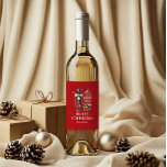 Christmas Theme Nutcracker Retro Typography Wine L Wine Label<br><div class="desc">Celebrate the holiday season with this charming Christmas design,  featuring a classic Nutcracker and elegant Sweet Christmas wishes and Merry Christmas white retro typography. Make it truly unique by adding your family name for a personalised touch.</div>