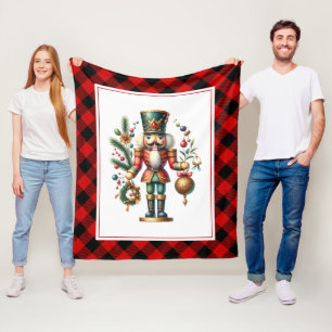 Christmas Theme Nutcracker Tartan Fleece Blanket