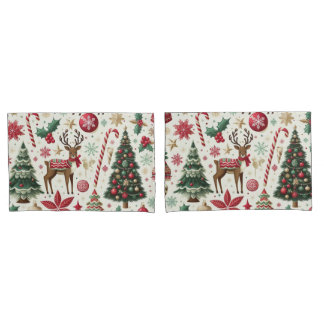 Christmas theme pair king size pillowcase