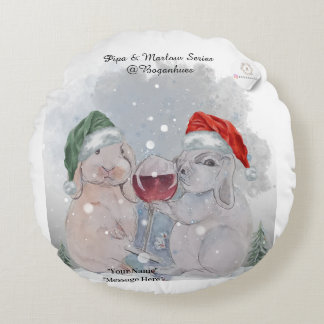 Christmas Theme Pipa & Marlow print Round Cushion