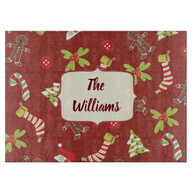Christmas Theme Red and Green Cutting Board (Front)