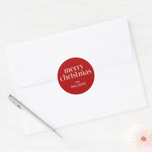 Christmas Theme Retro Merry Christmas Typography Classic Round Sticker