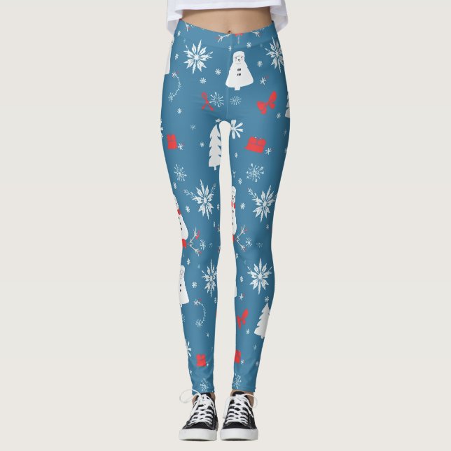 Christmas Theme Seamless pattern Leggings (Front)