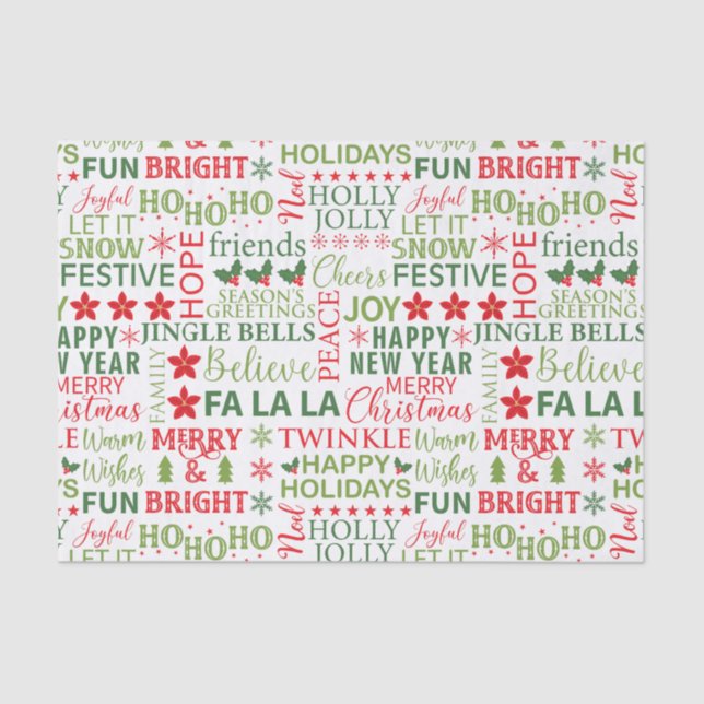 Christmas theme typography pattern tissue paper (Front)