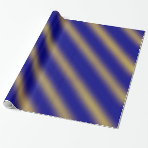 Christmas Theme  Wavy Pattern Gold & Blue Wrapping Paper