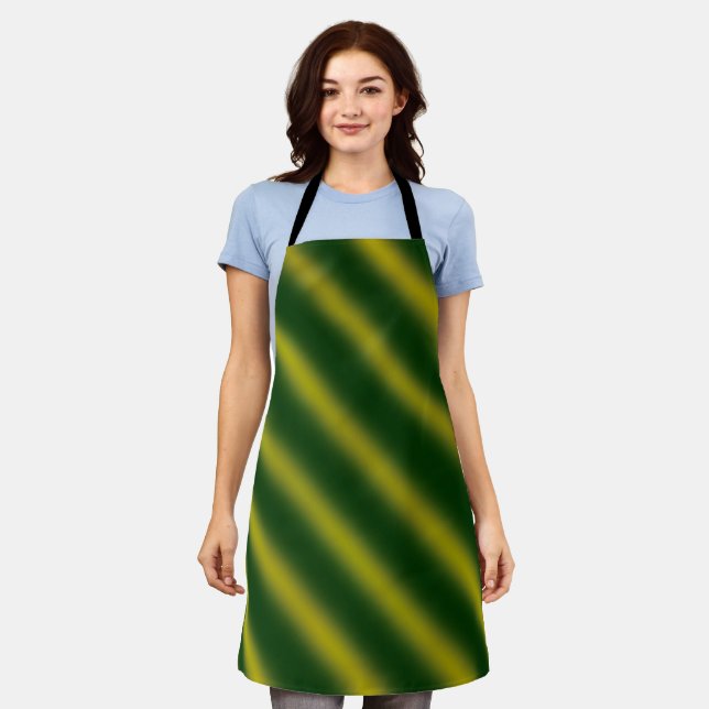 Christmas Theme  Wavy Pattern Gold & Green Apron (Worn)