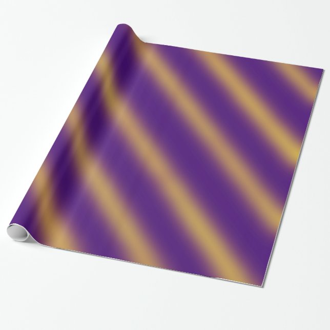 Christmas Theme  Wavy Pattern Gold & Purple Wrapping Paper (Unrolled)