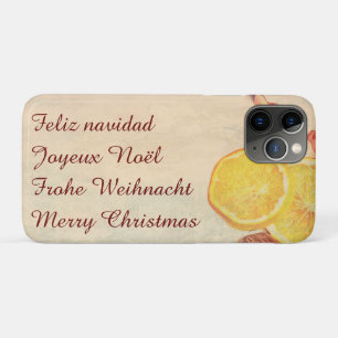 Christmas Theme with Fruits in Pastel Vintage Look iPhone 11 Pro Case