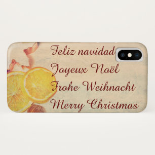 Christmas Theme with Fruits in Pastel Vintage Look iPhone X Case