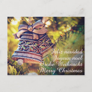 Christmas theme with two bells postcard