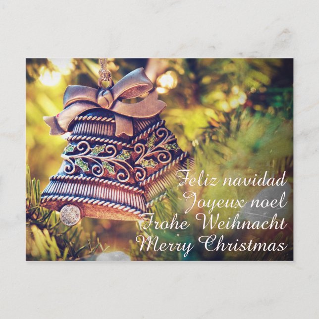 Christmas theme with two bells postcard (Front)