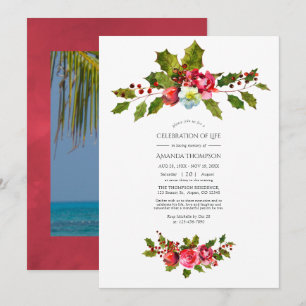 Christmas themed Celebration of Life Photo Invitation