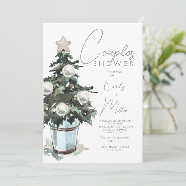 Christmas Themed Couples Wedding Shower Invitation (Standing Front)