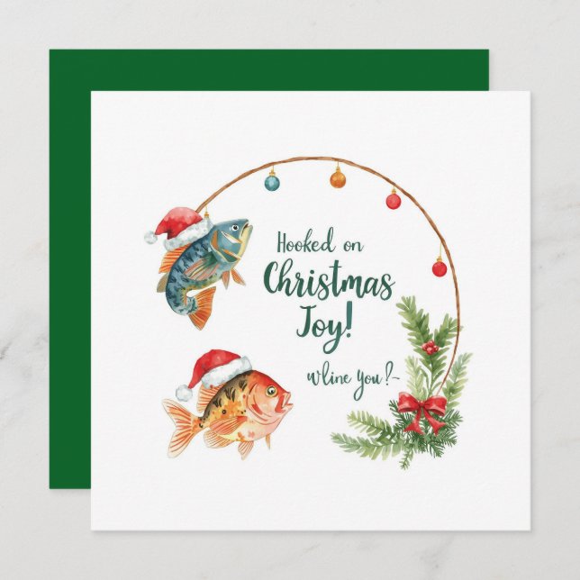 Christmas themed for Fishing Lovers Holiday Card (Front/Back)