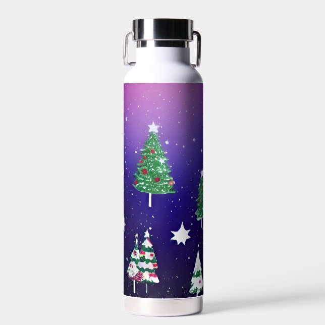 Christmas-Themed Glitzy Water Bottle (Front)