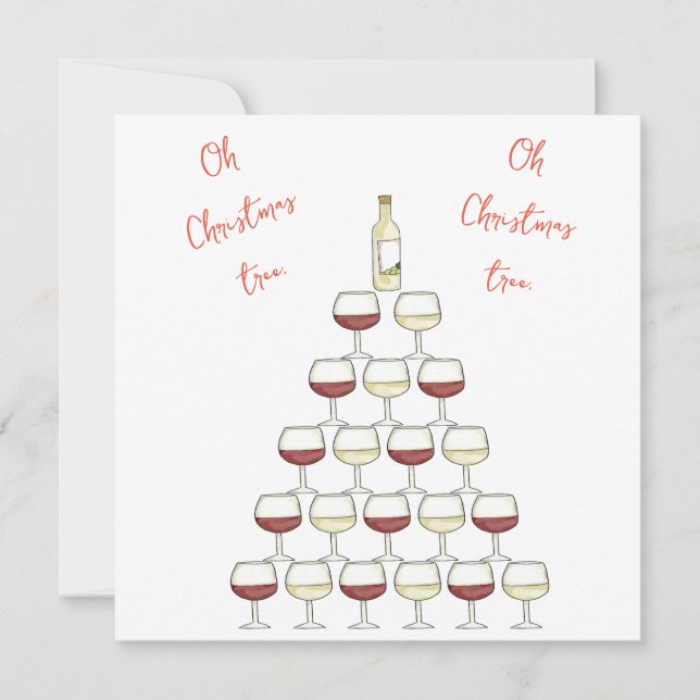 Christmas themed invitation; wine tree; wine glass invitation (Front)