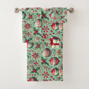 Christmas themed pattern bath towel set