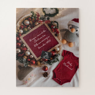 Christmas themed pregnancy announcement jigsaw puzzle